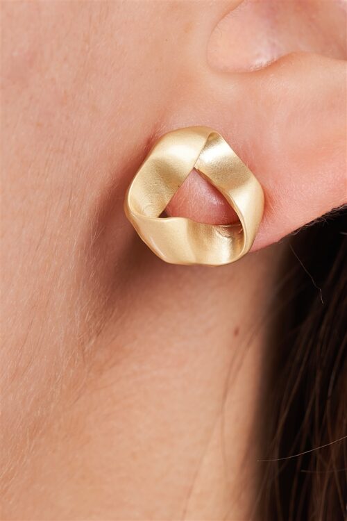 Vintage Matte Gold Twisted Stud Earrings