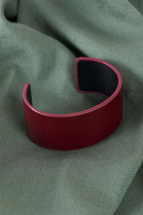 Red Faux Leather Wide Cuff Bracelet