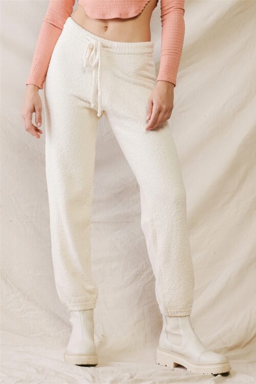 Cream Soft To Touch Elasticized Waist Pants